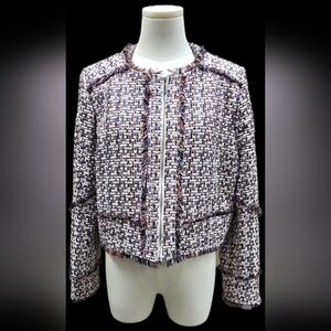 Carolina Belle Multicolor Tweed Fringe Crop Jacket